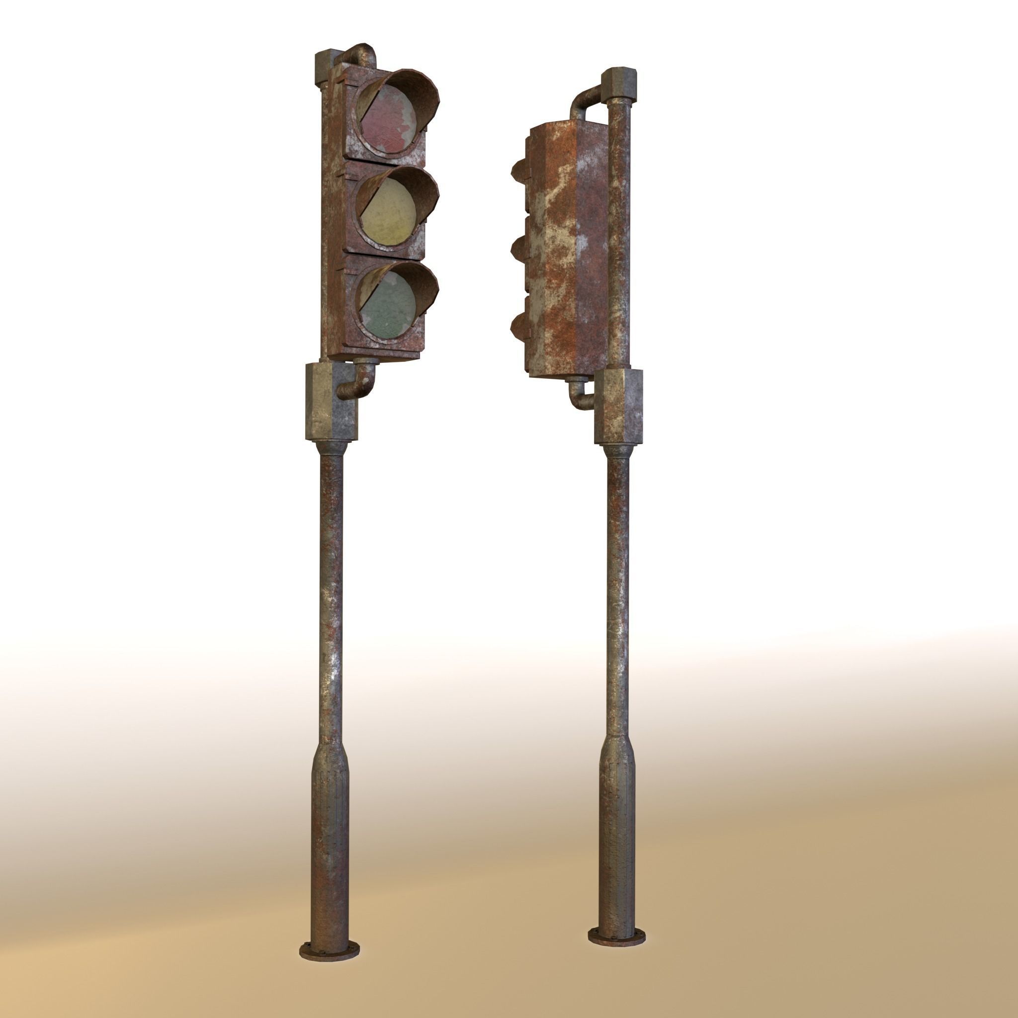 Game-ready rusty postapo retro traffic lights - Unity - UE4 Low-poly 3D model_11
