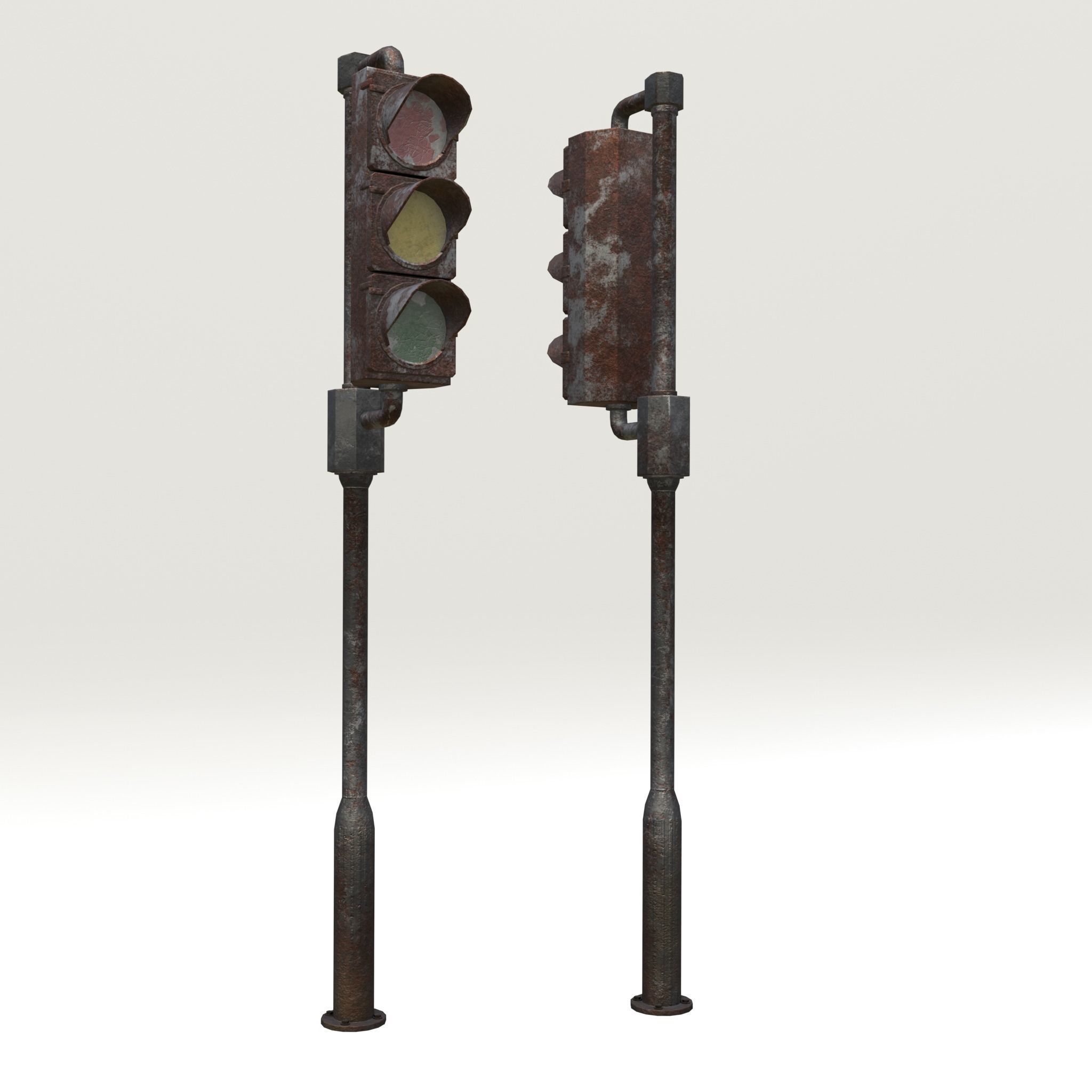 Game-ready rusty postapo retro traffic lights - Unity - UE4 Low-poly 3D model_10