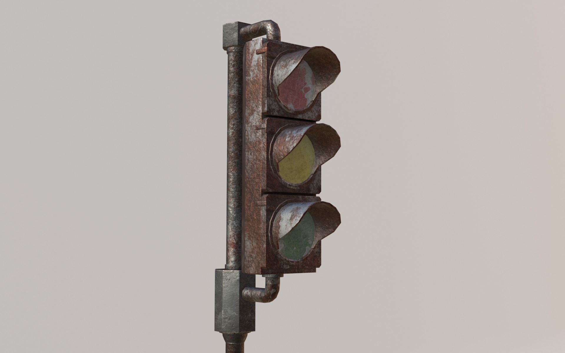 Game-ready rusty postapo retro traffic lights - Unity - UE4 Low-poly 3D model_1