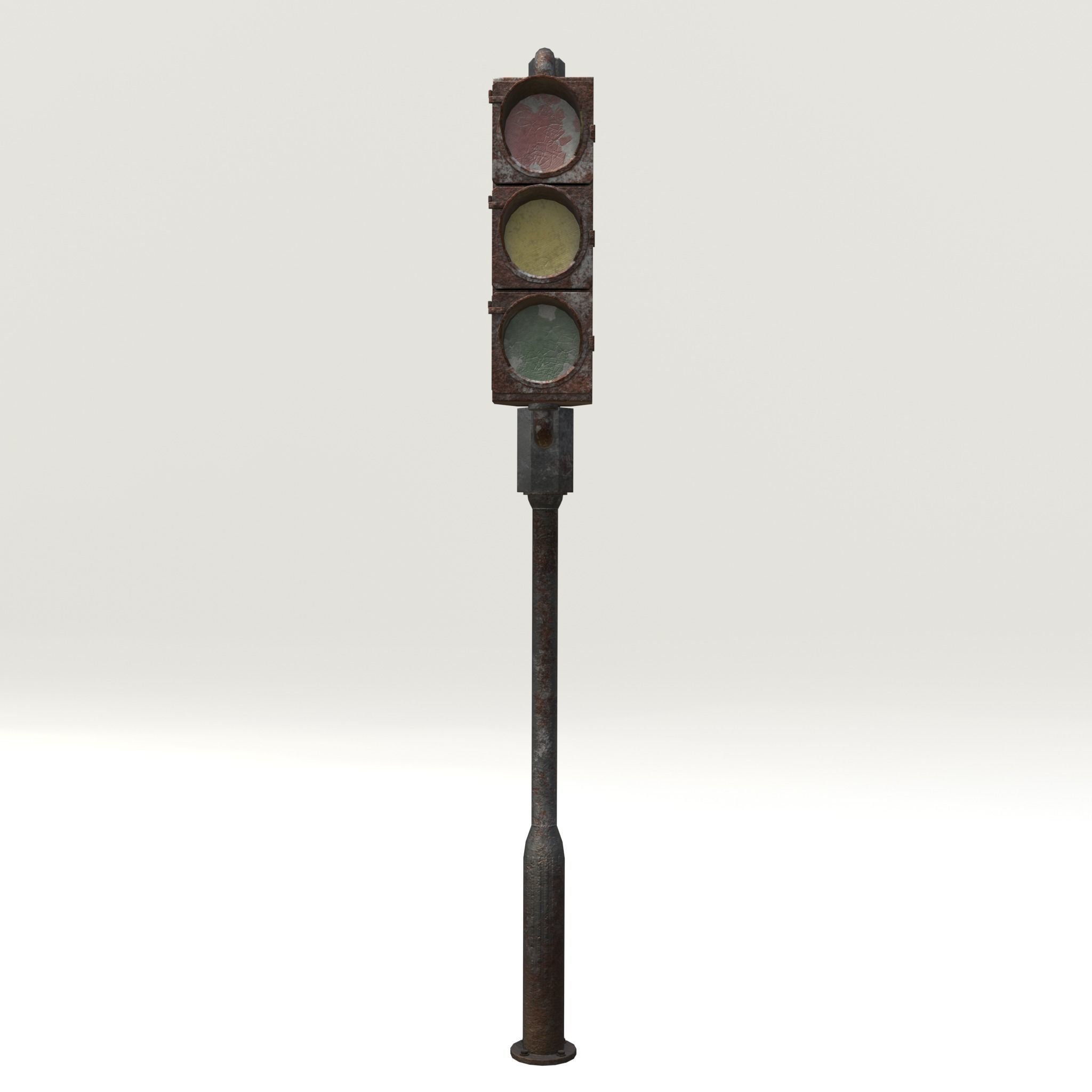 Game-ready rusty postapo retro traffic lights - Unity - UE4 Low-poly 3D model_7