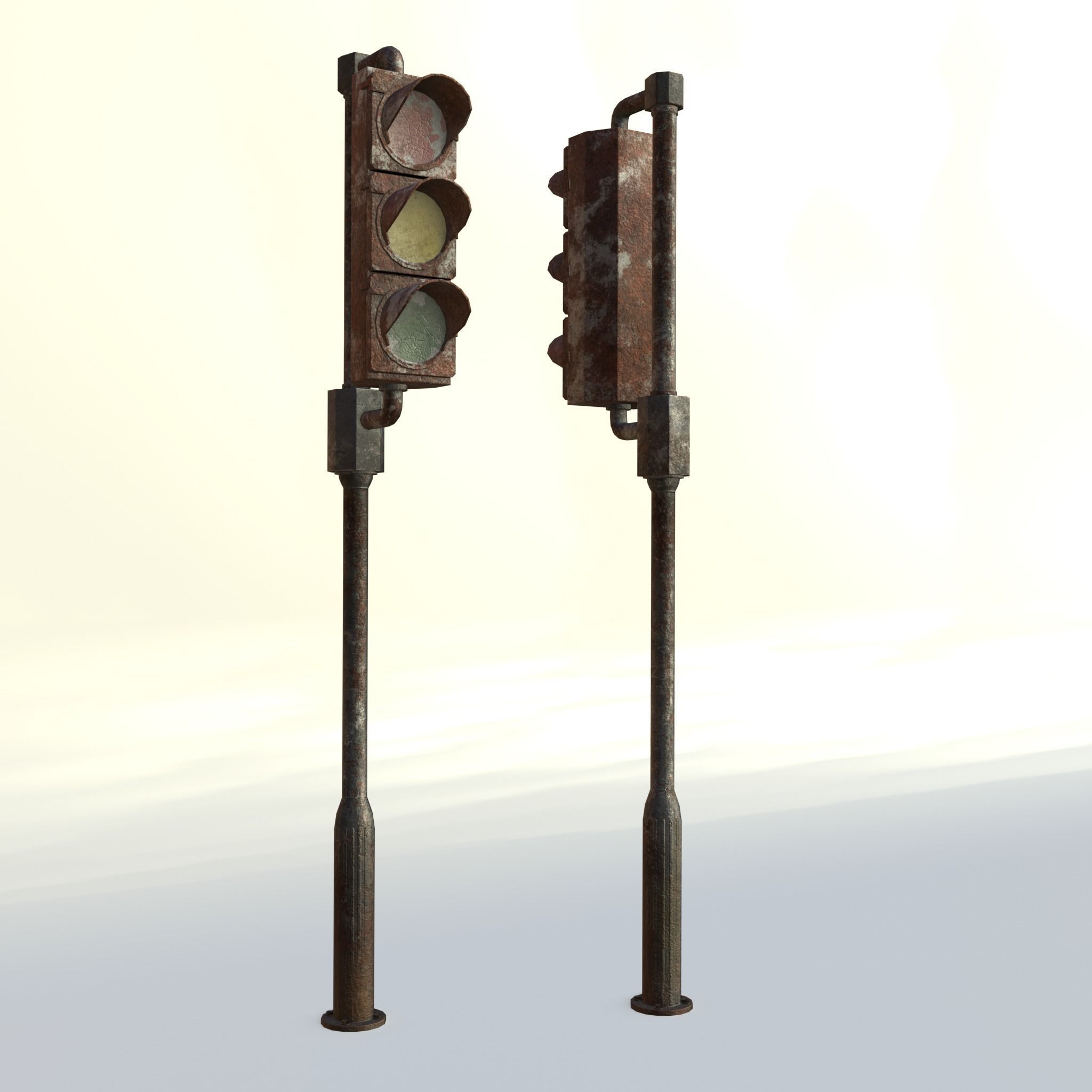 Game-ready rusty postapo retro traffic lights - Unity - UE4 Low-poly 3D model_14