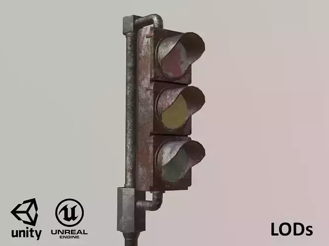 Game-ready rusty postapo retro traffic lights - Unity - UE4 Low-poly 3D model Game-ready rusty postapo retro traffic lights - Unity - UE4 Low-poly 3D model