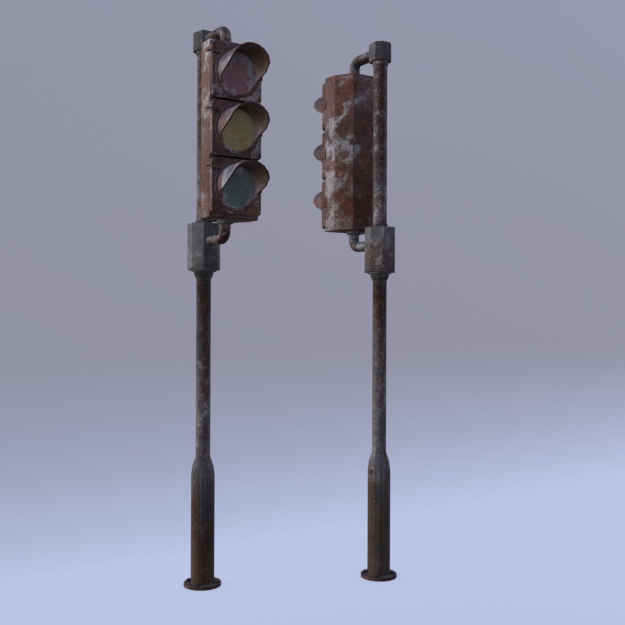Game-ready rusty postapo retro traffic lights - Unity - UE4 Low-poly 3D model_13