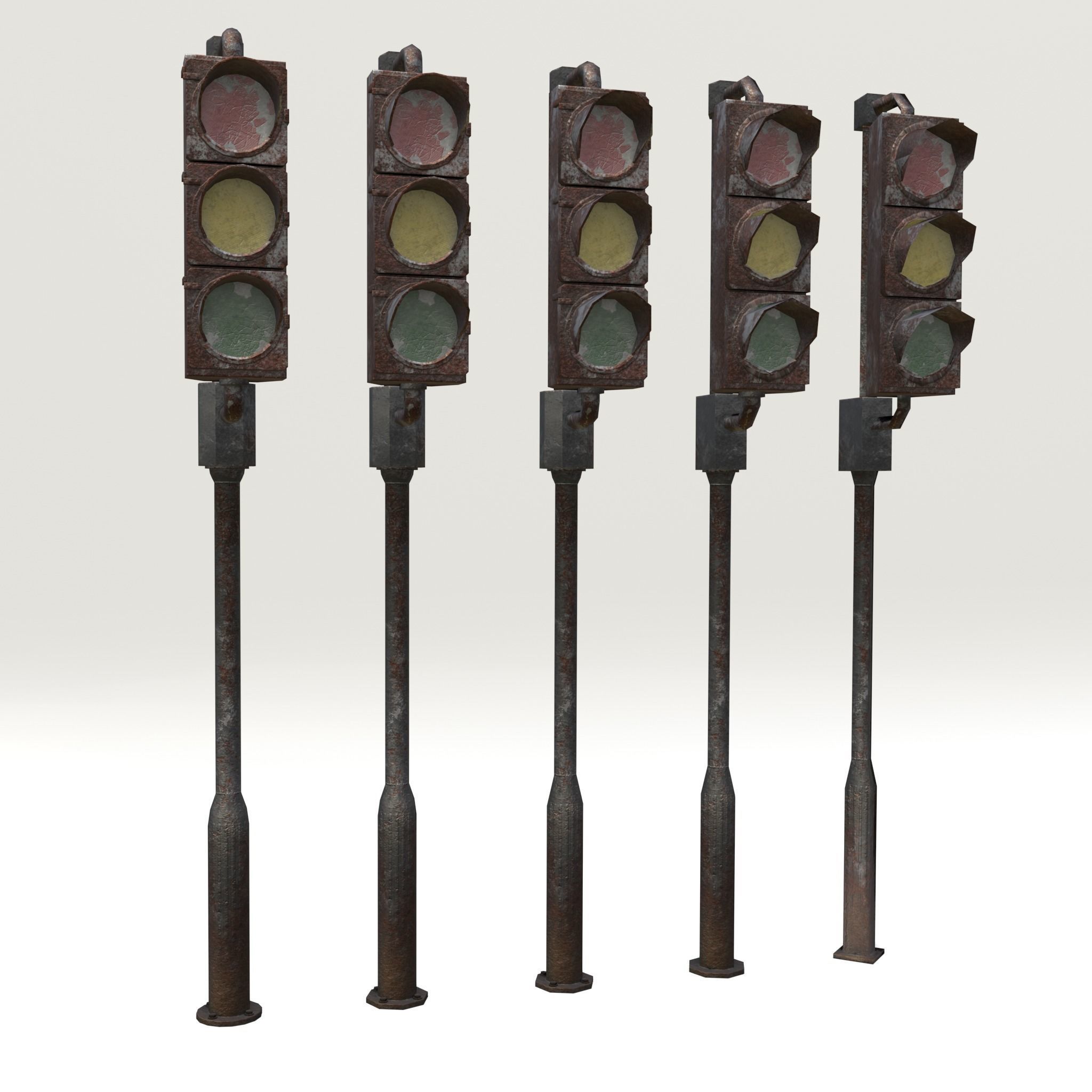 Game-ready rusty postapo retro traffic lights - Unity - UE4 Low-poly 3D model_24