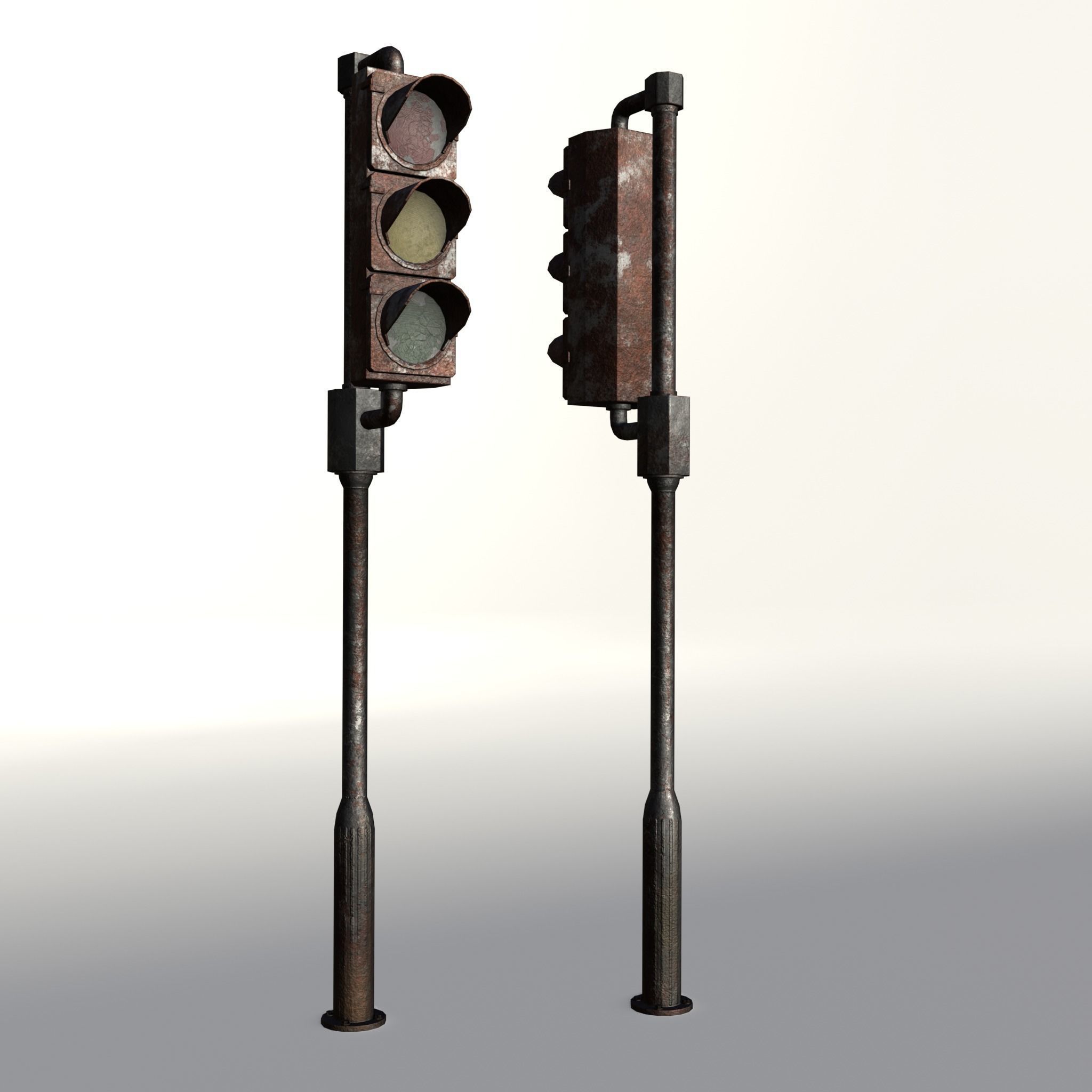 Game-ready rusty postapo retro traffic lights - Unity - UE4 Low-poly 3D model_12