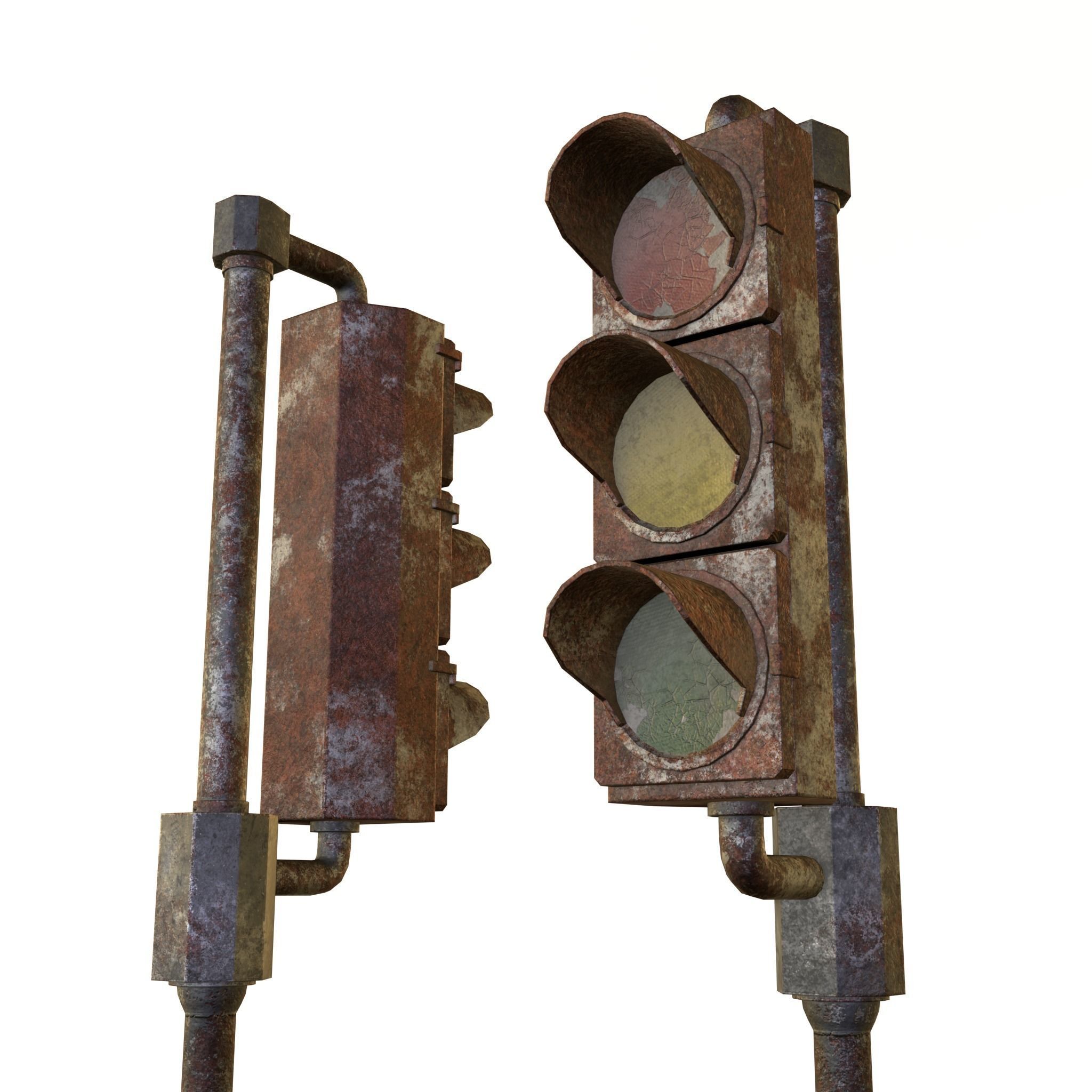 Game-ready rusty postapo retro traffic lights - Unity - UE4 Low-poly 3D model_16