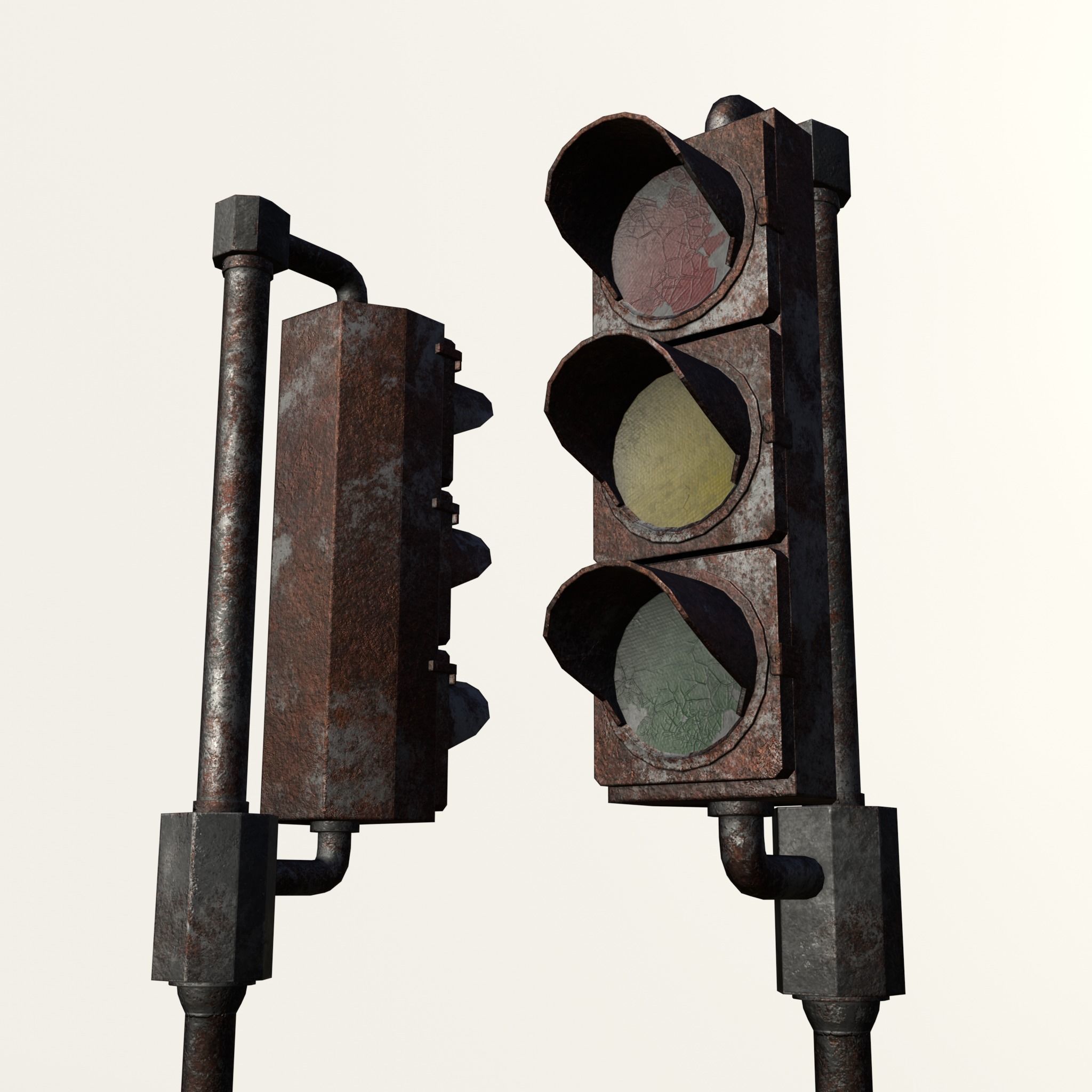 Game-ready rusty postapo retro traffic lights - Unity - UE4 Low-poly 3D model_17