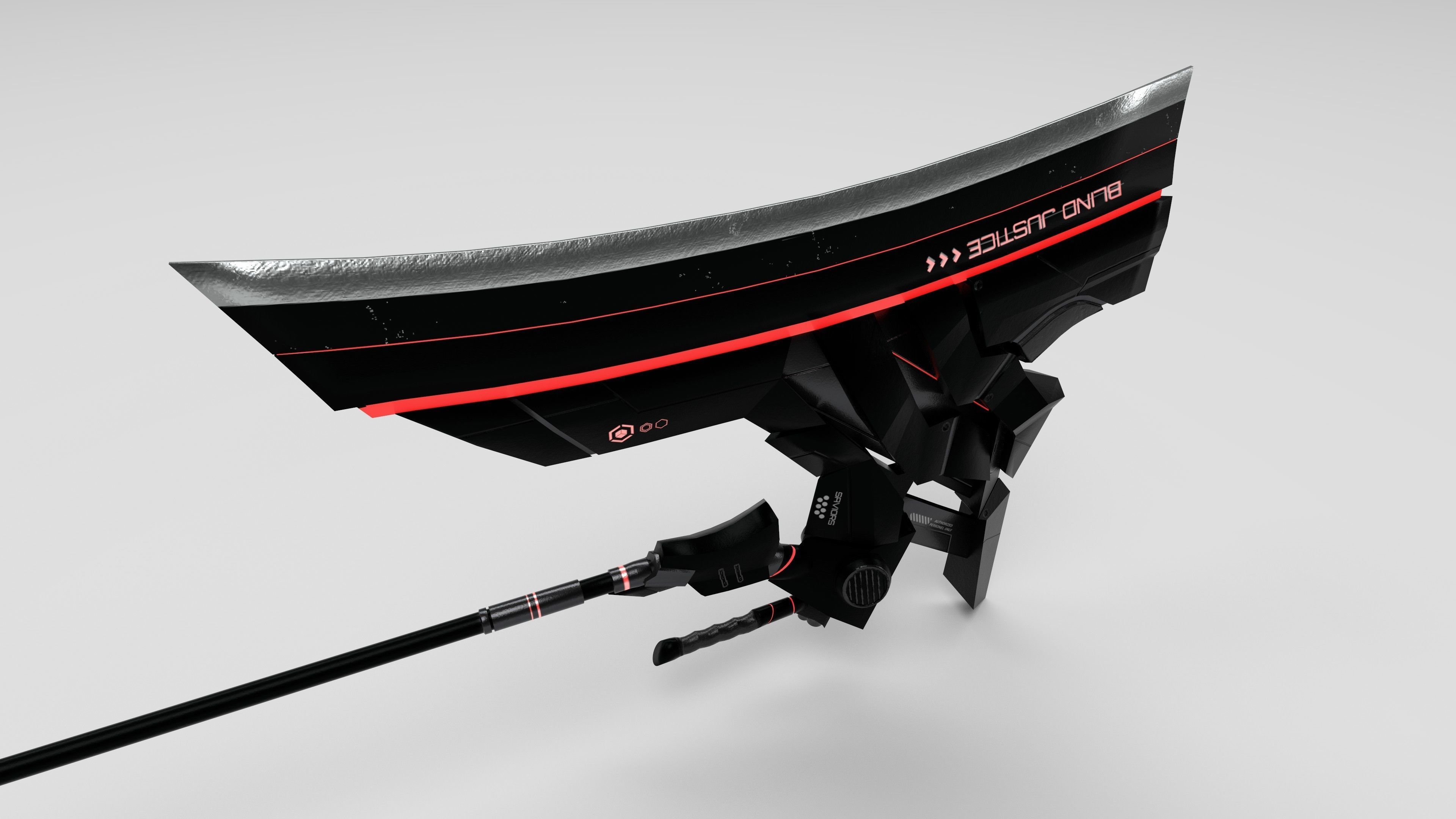 Cyberpunk halberd - Blind Justice Low-poly 3D model_1