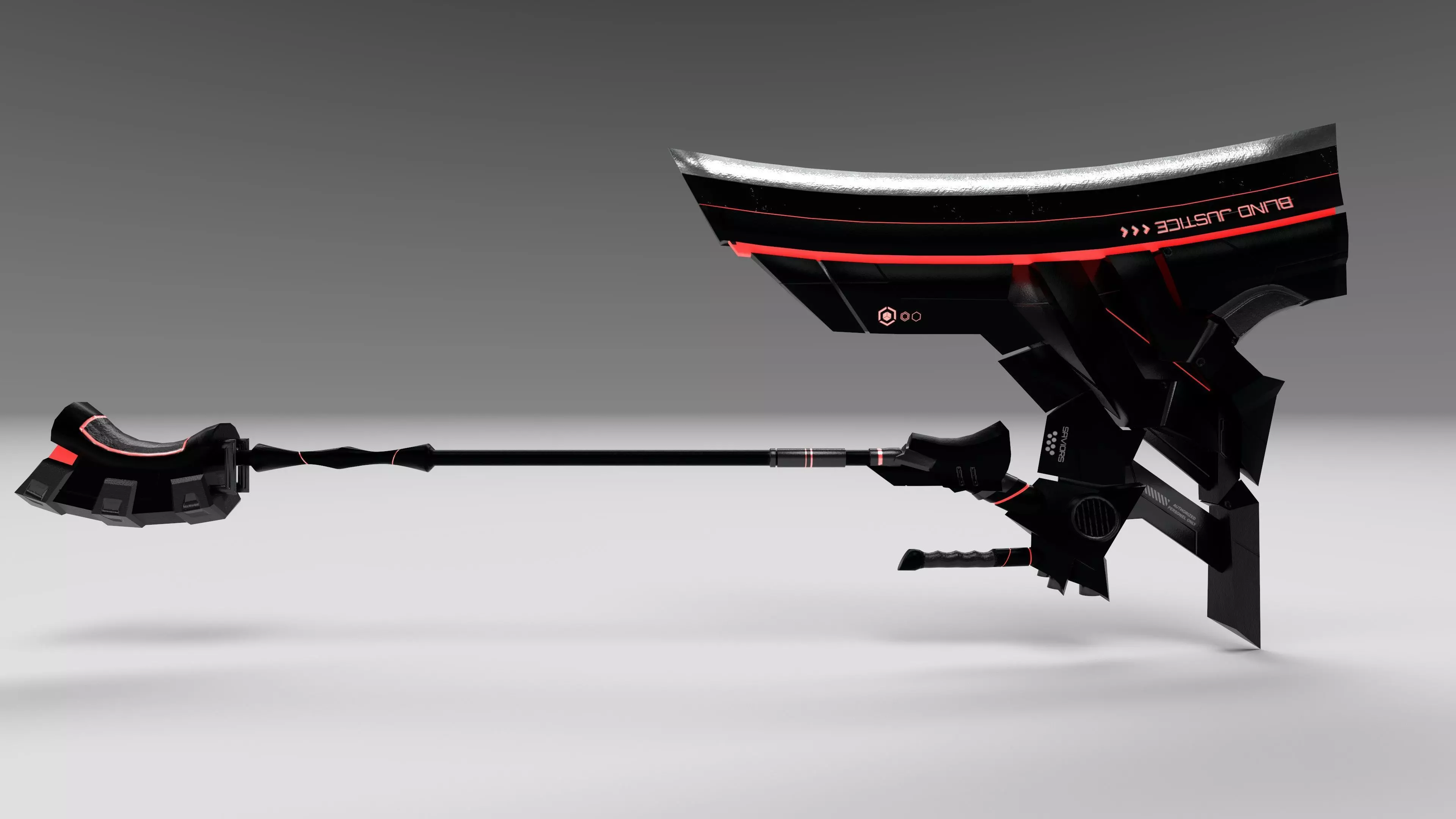 Cyberpunk halberd - Blind Justice Low-poly 3D model_0