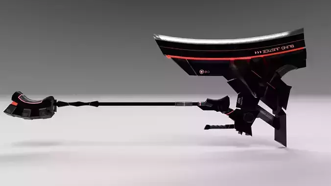 Cyberpunk halberd - Blind Justice Low-poly 3D model