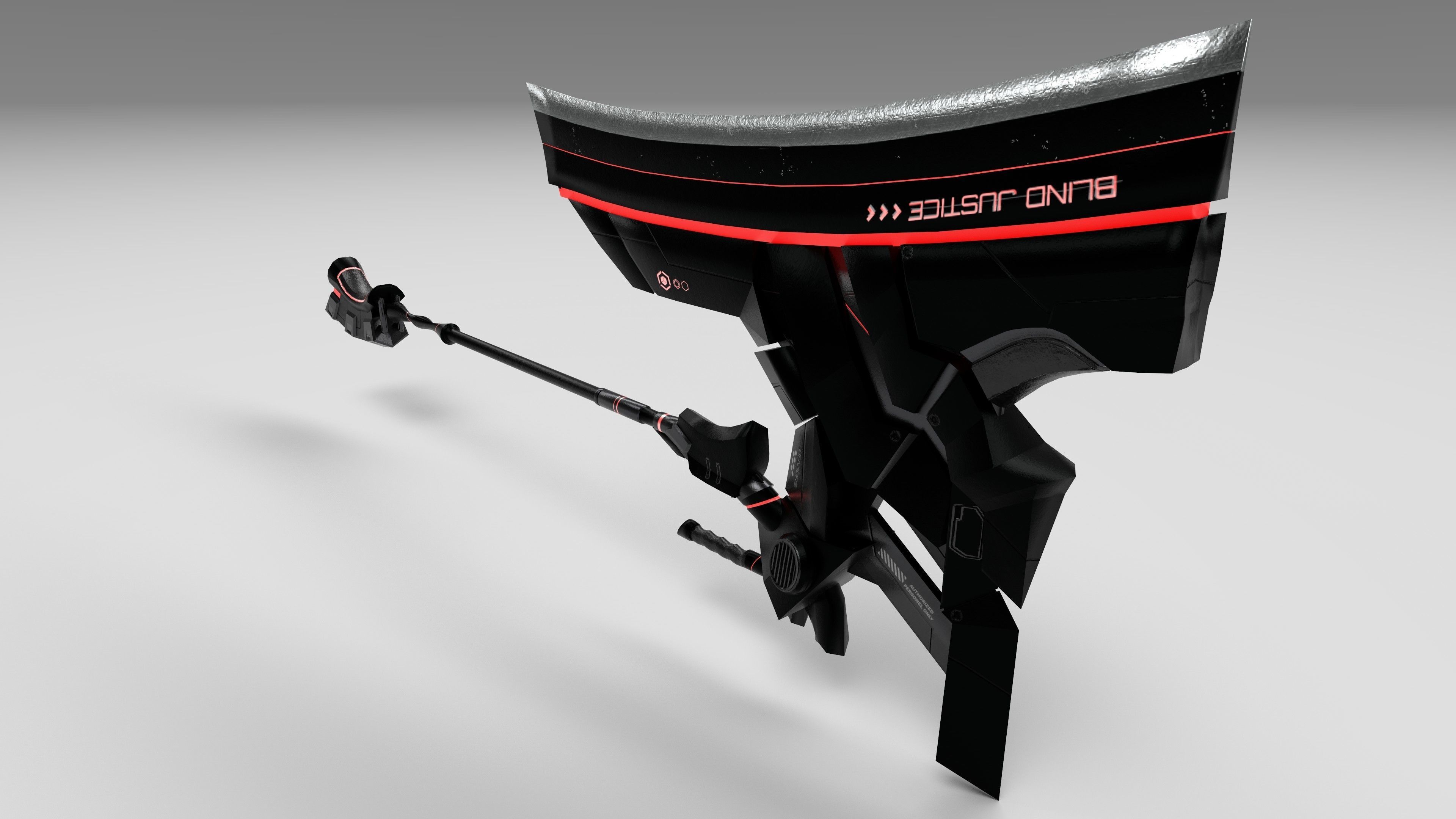 Cyberpunk halberd - Blind Justice Low-poly 3D model_2