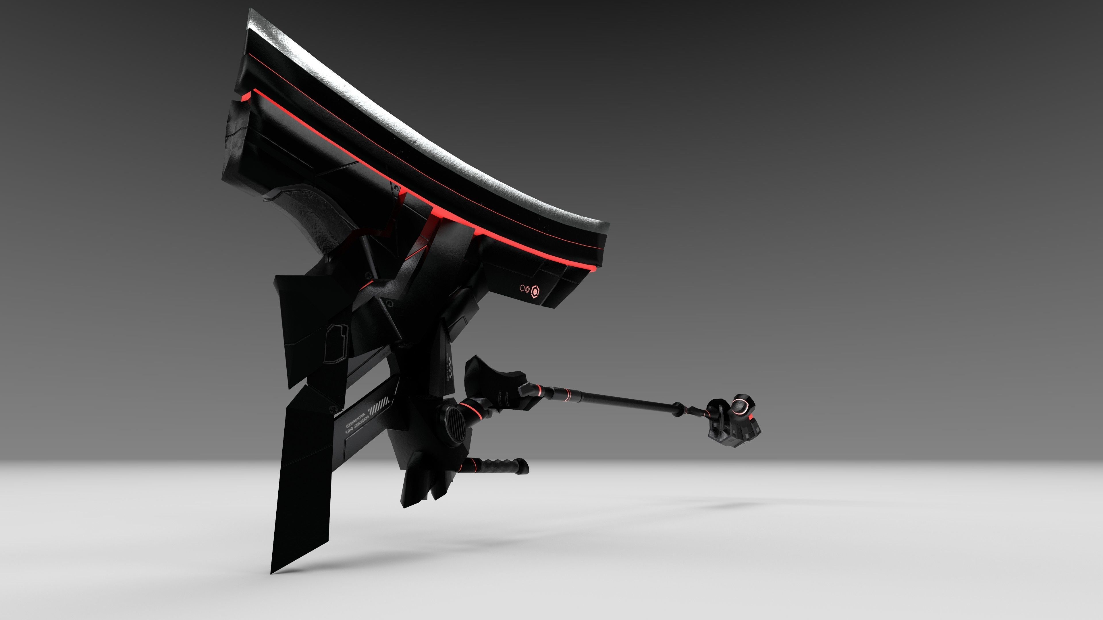 Cyberpunk halberd - Blind Justice Low-poly 3D model_4