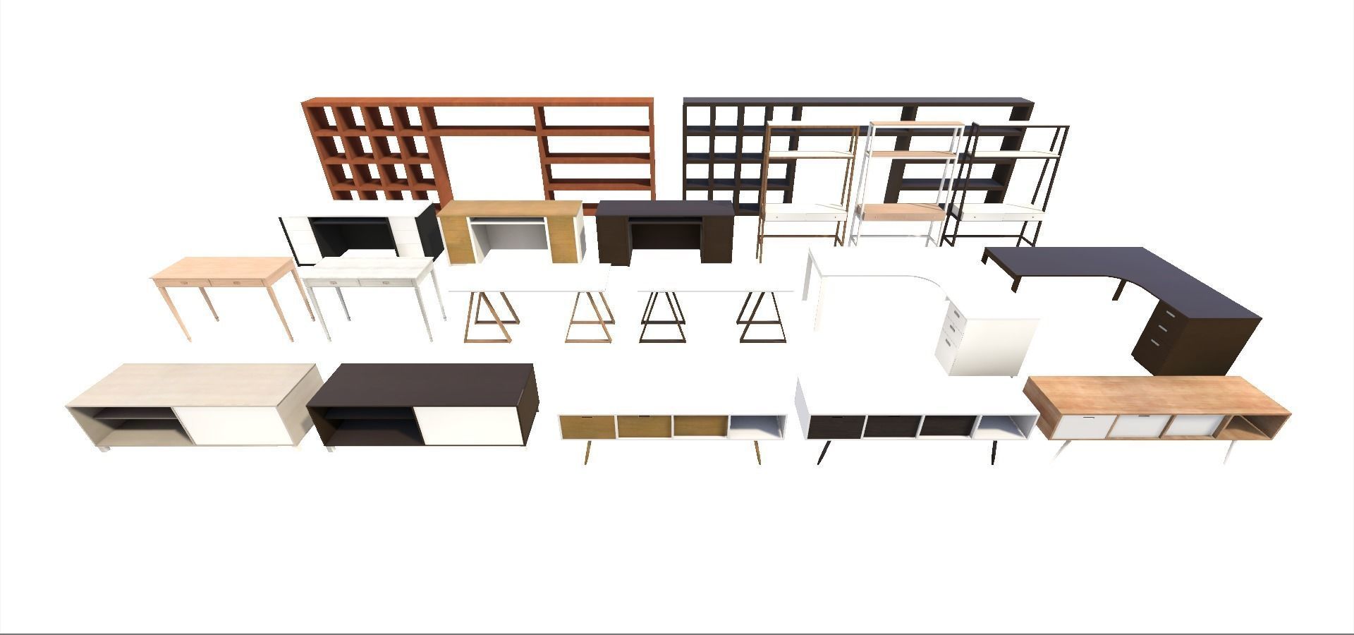 Contemporary Furniture Collection Low-poly 3D model_19