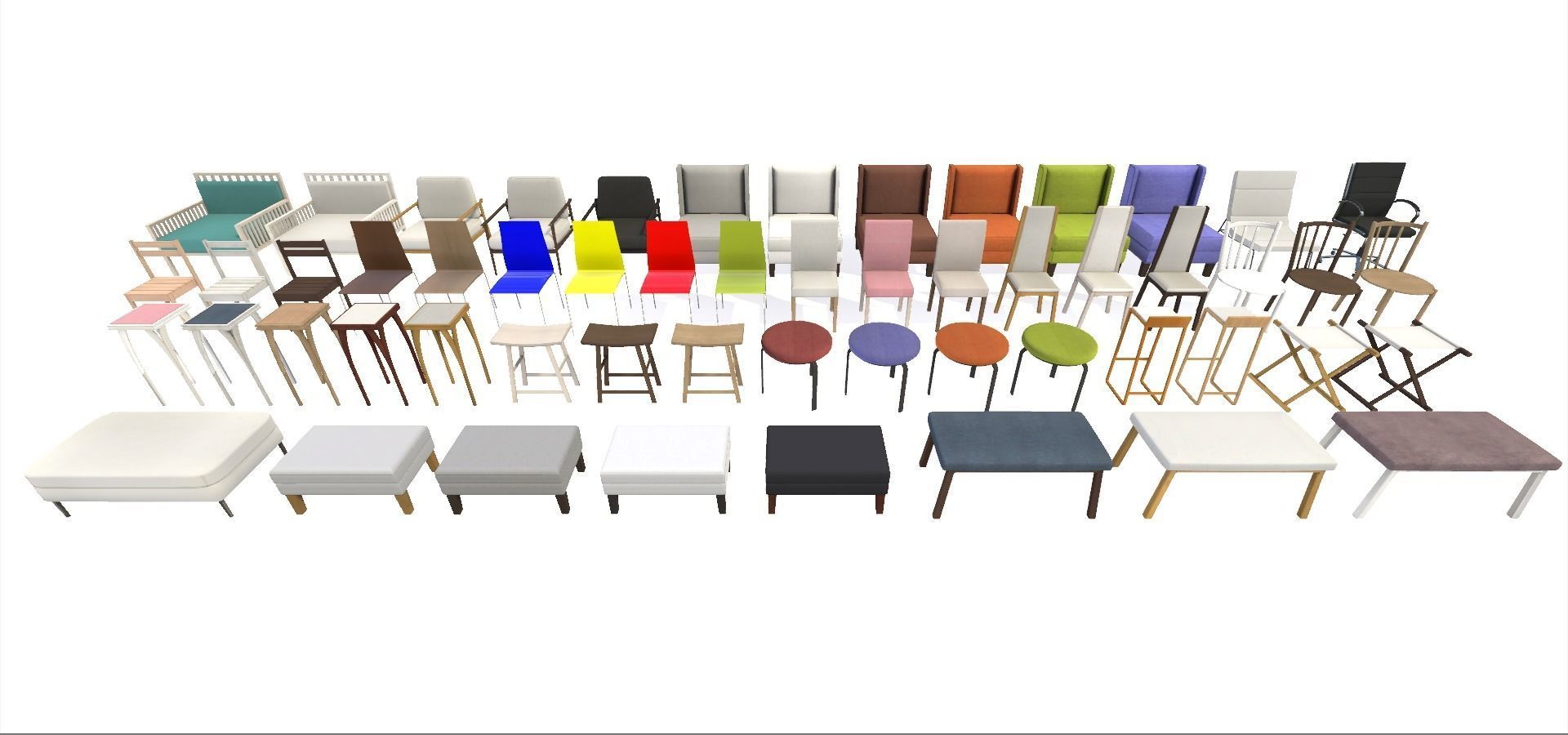 Contemporary Furniture Collection Low-poly 3D model_13