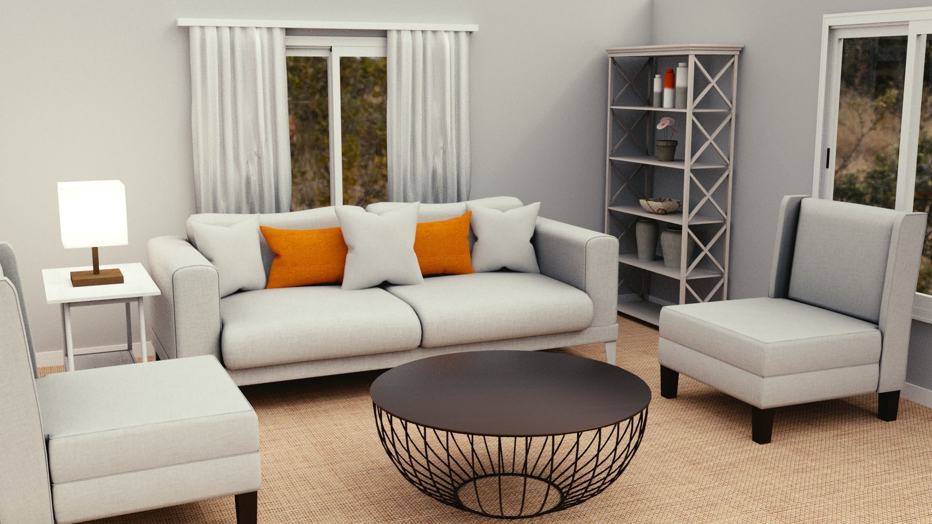 Contemporary Furniture Collection Low-poly 3D model_1