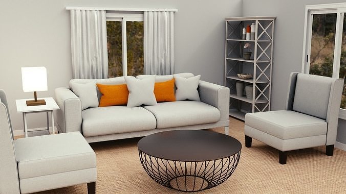 Contemporary Furniture Collection Low-poly 3D model 2