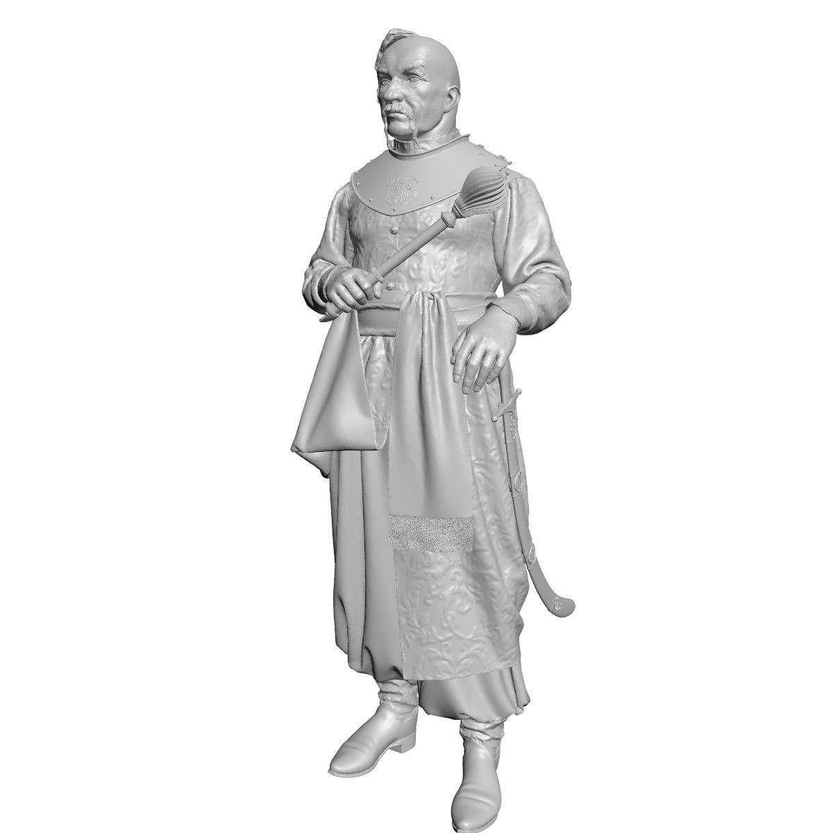 Ataman statue of man holding sword 3D print model_8