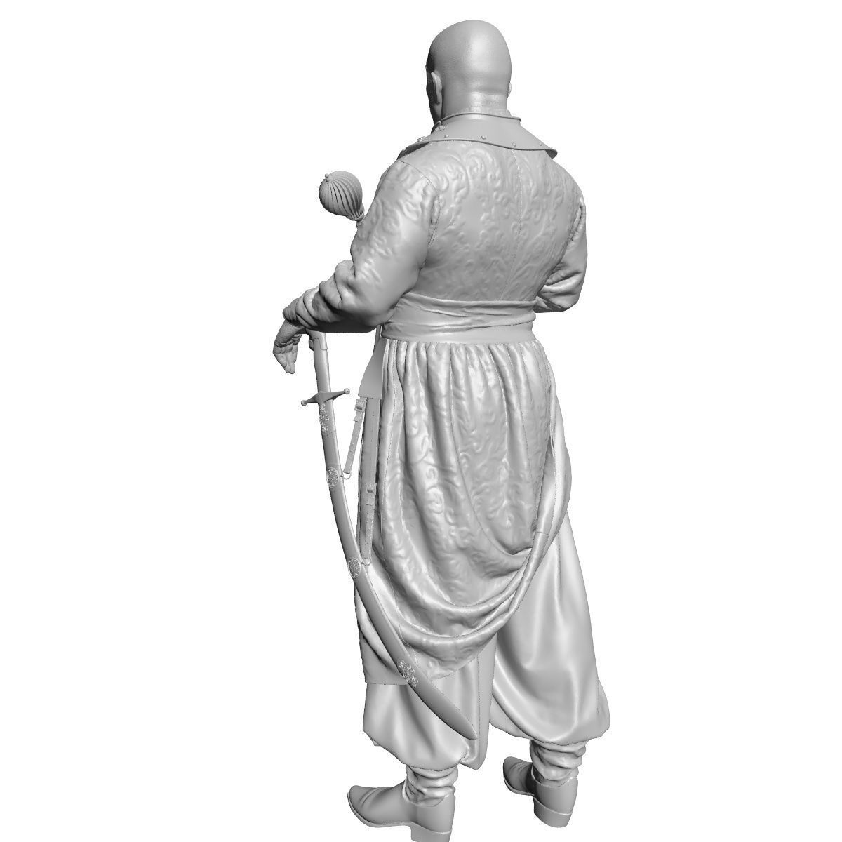 Ataman statue of man holding sword 3D print model_10