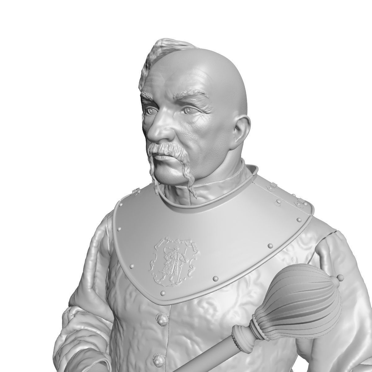 Ataman statue of man holding sword 3D print model_12