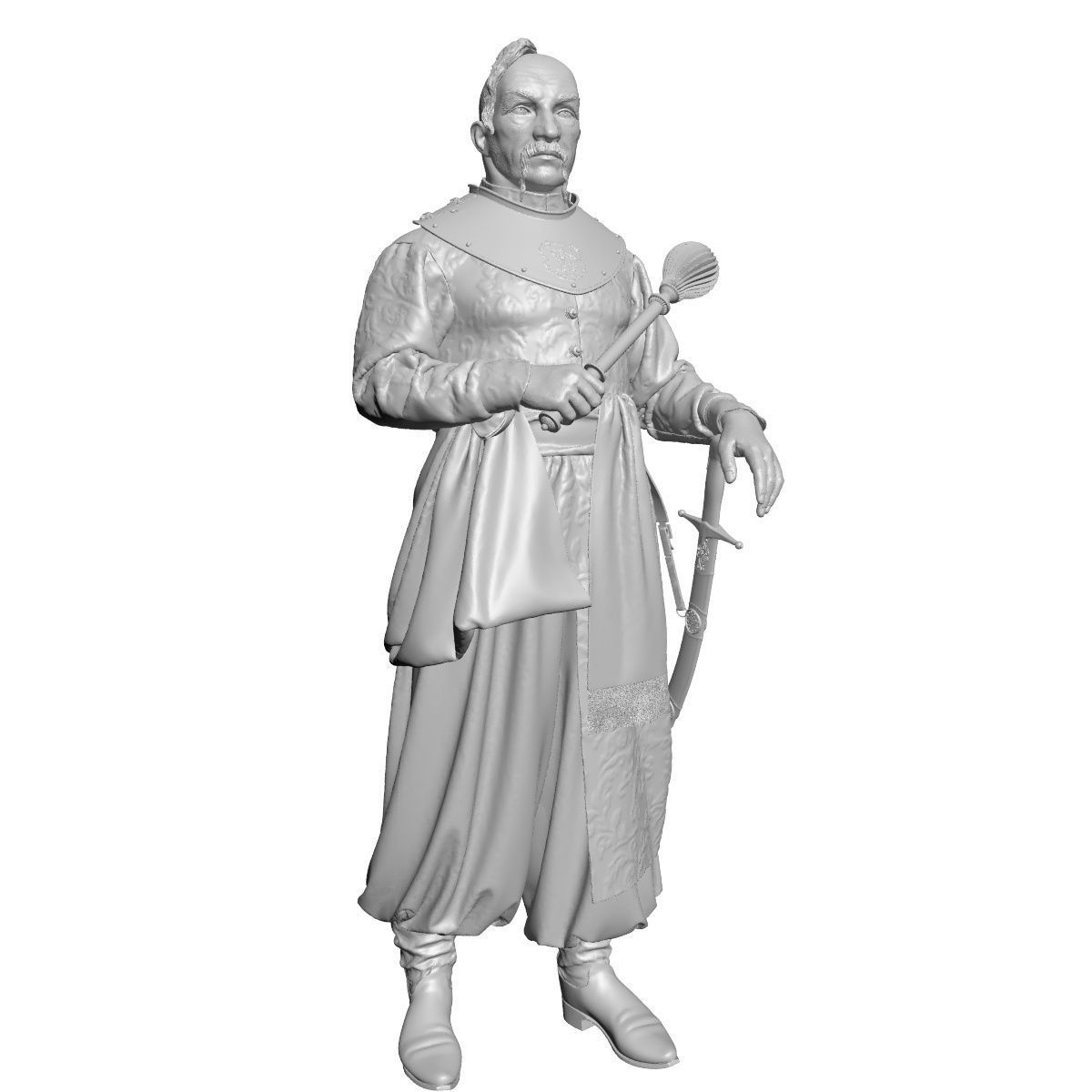 Ataman statue of man holding sword 3D print model_6