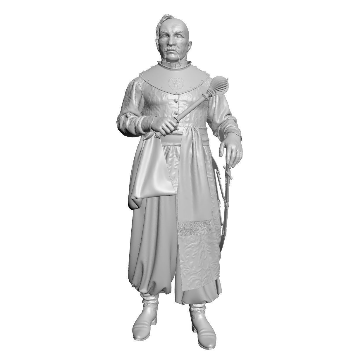 Ataman statue of man holding sword 3D print model_7