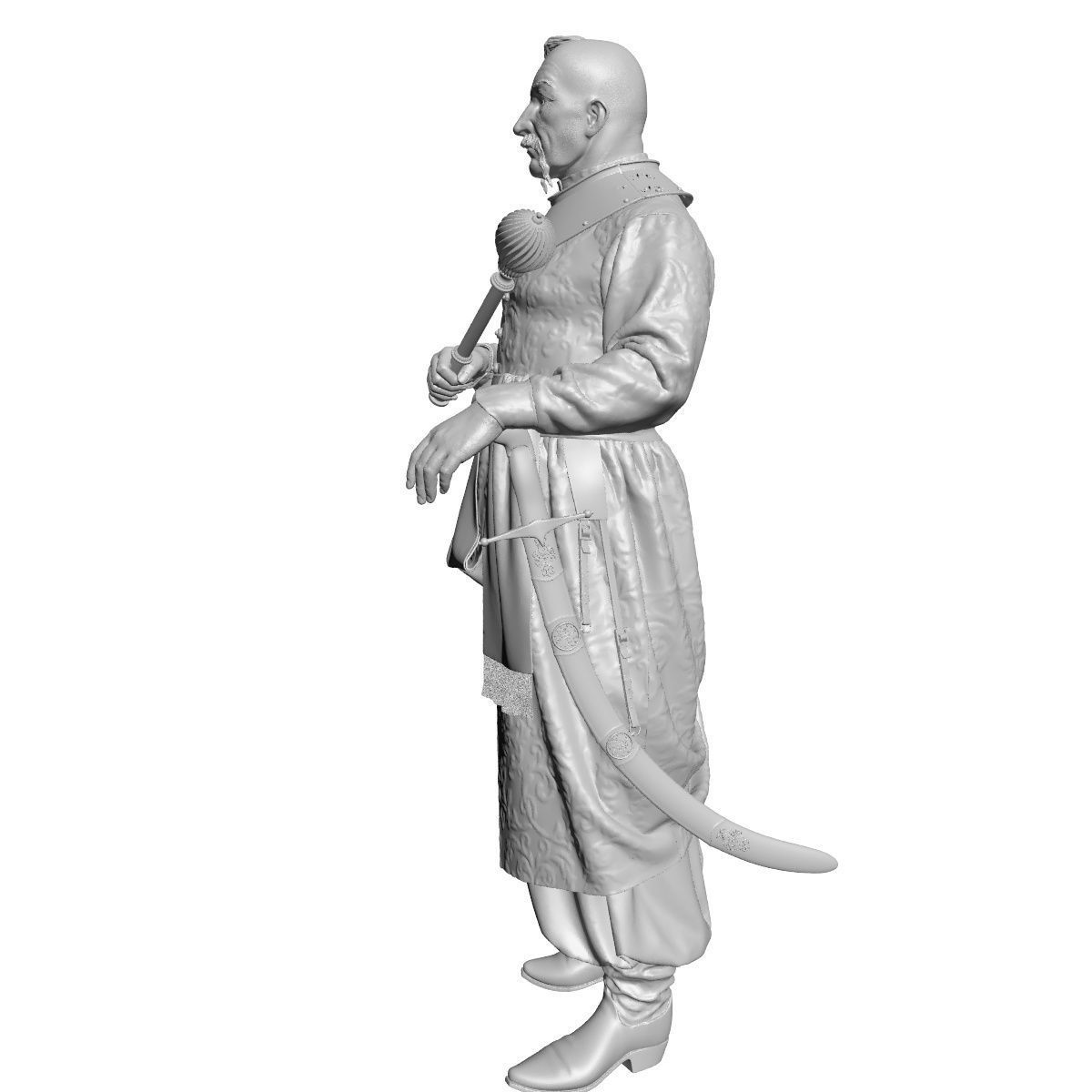 Ataman statue of man holding sword 3D print model_9