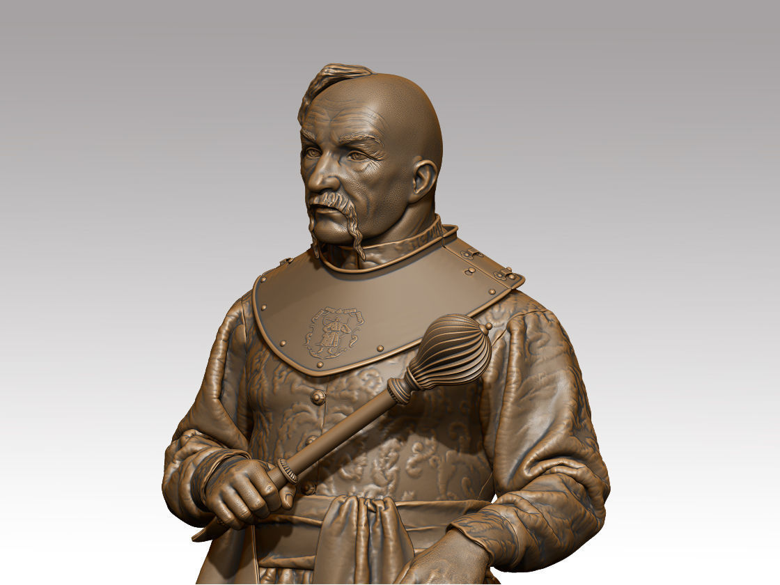 Ataman statue of man holding sword 3D print model_4