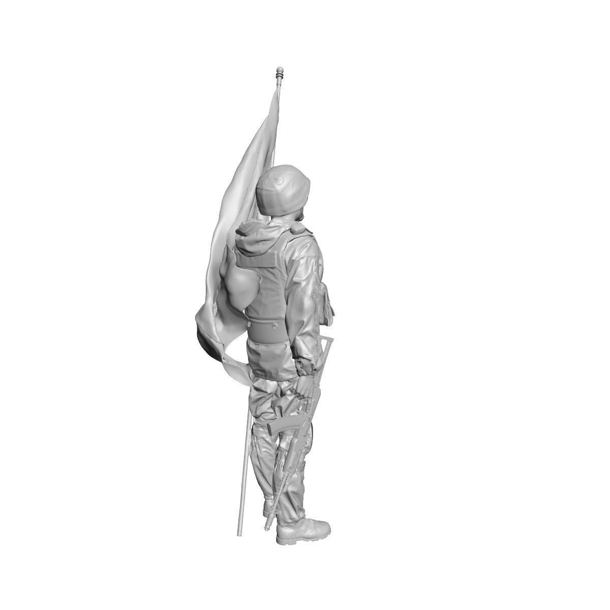 Soldier statue of holding flag 3D print model_6