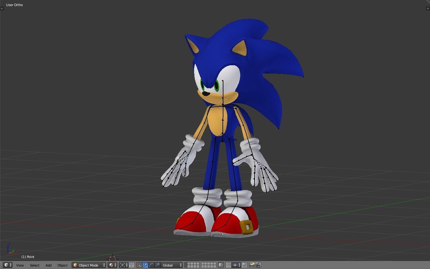 SONIC - RIGGED - PBR  - GABOKAR 3D model_1
