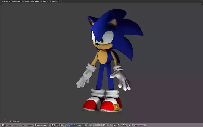 SONIC - RIGGED - PBR  - GABOKAR 3D model