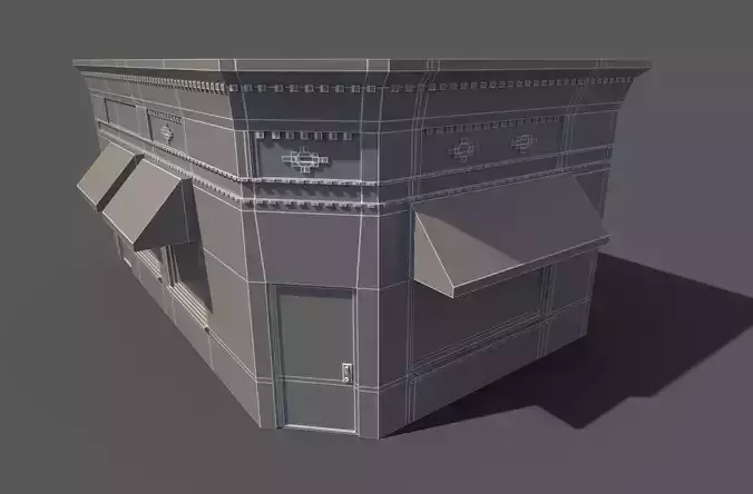 building 8 with awning 3D model