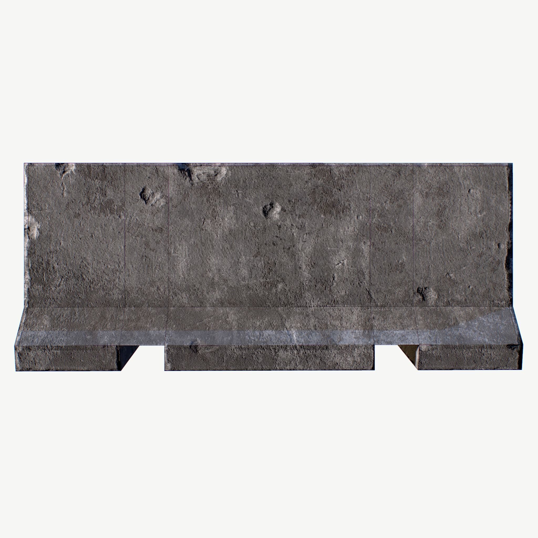 Concrete Barrier Low-poly 3D model_5