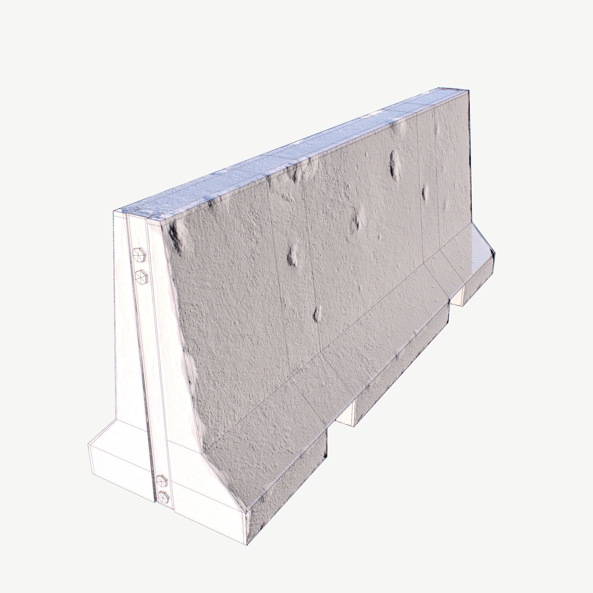 Concrete Barrier Low-poly 3D model_7