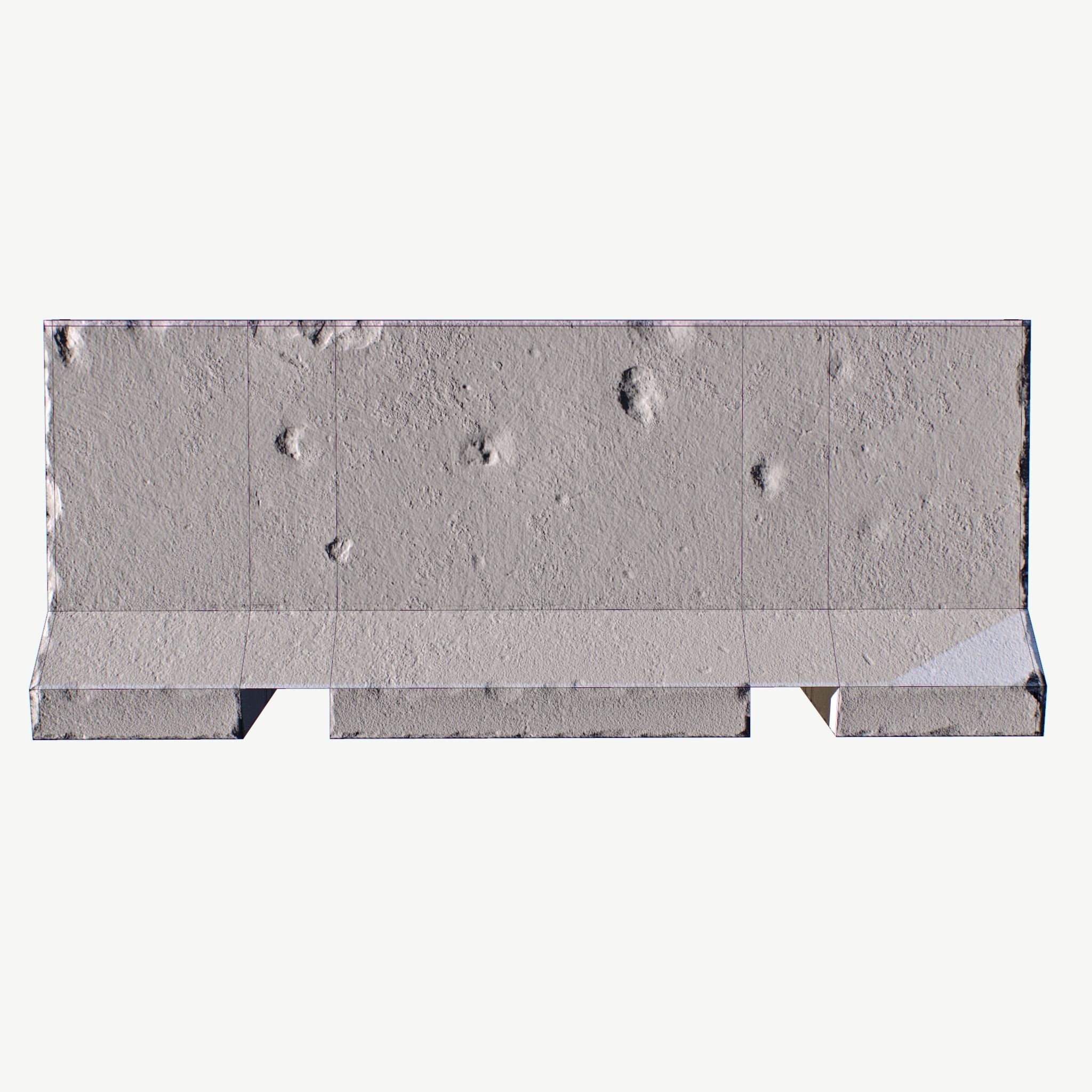Concrete Barrier Low-poly 3D model_8