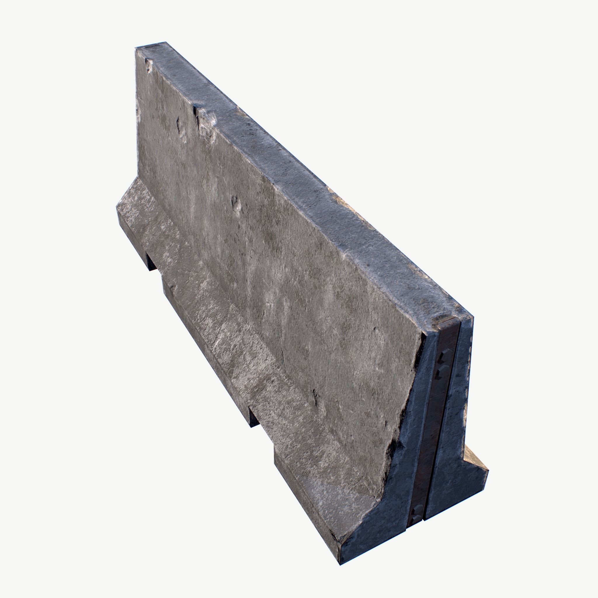 Concrete Barrier Low-poly 3D model_4
