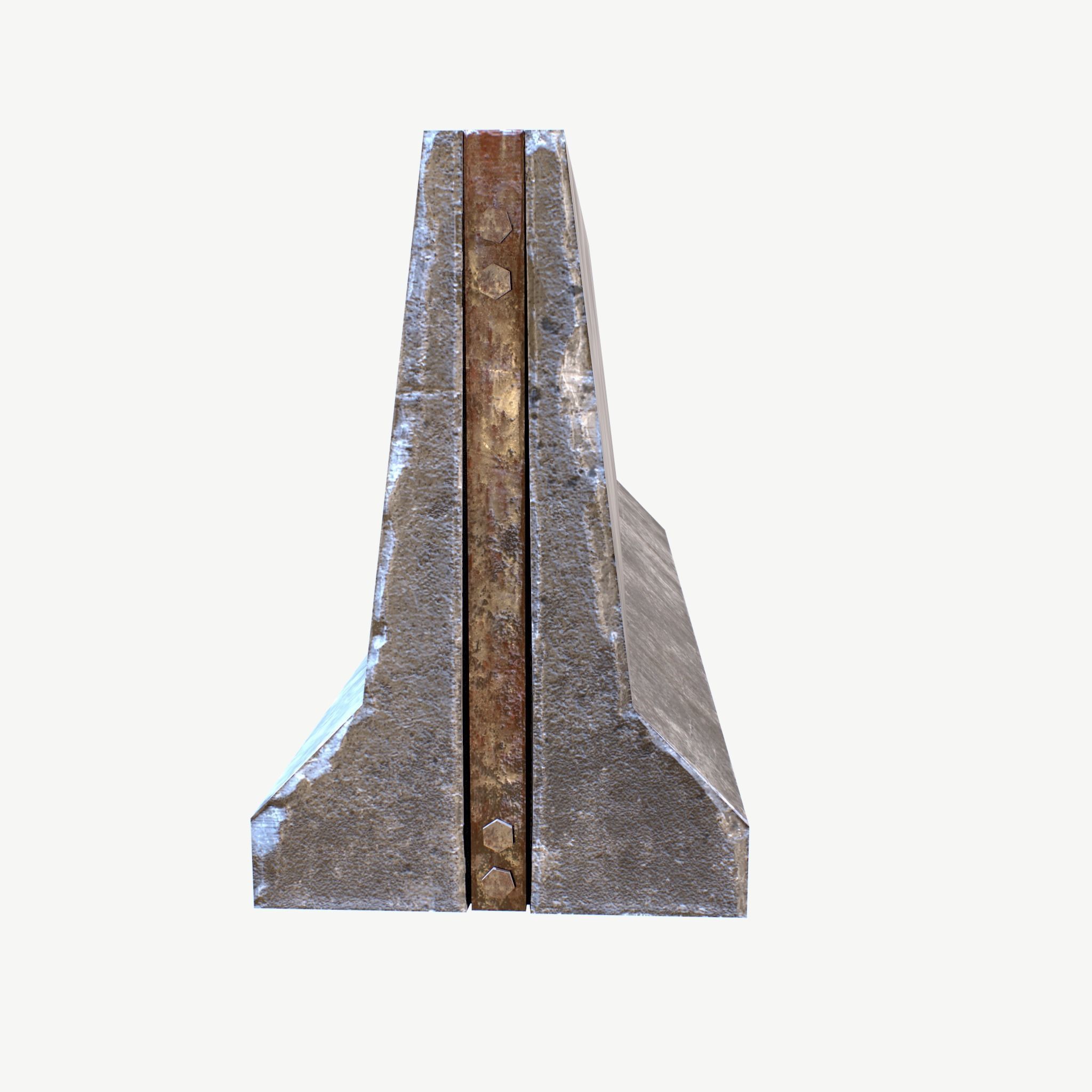 Concrete Barrier Low-poly 3D model_2