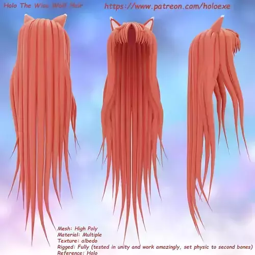Holo The Wise Wolf Hair 3D model