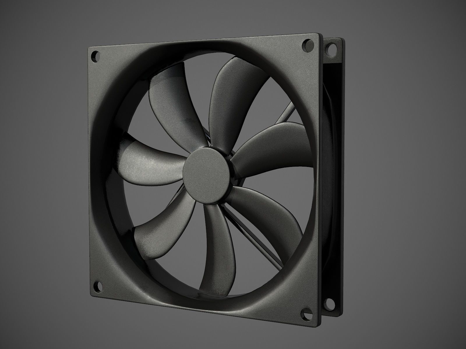 PC system fan PBR 3D model_2