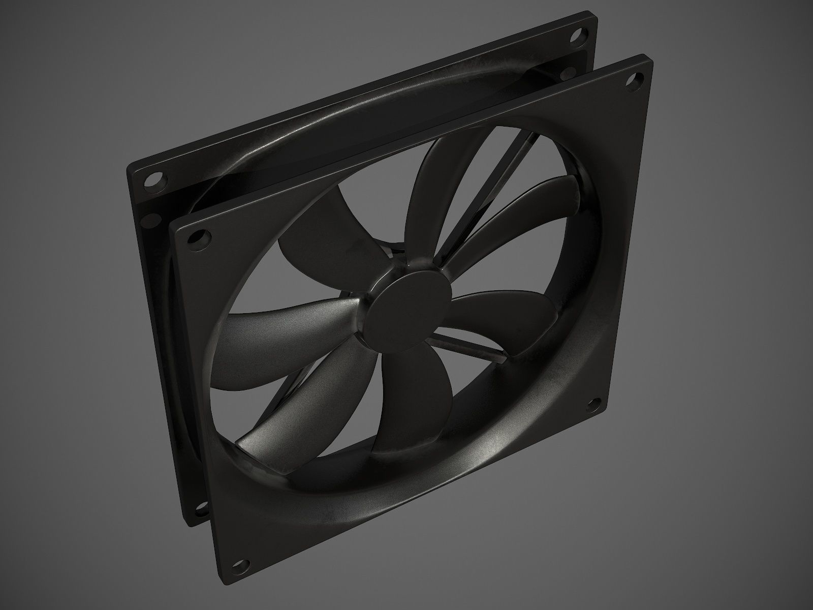 PC system fan PBR 3D model_5