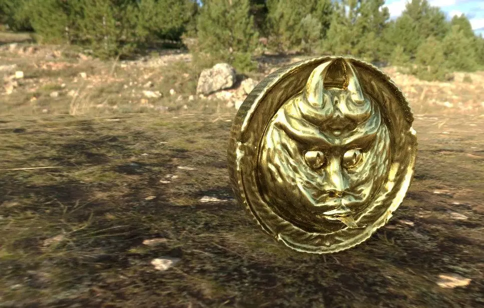 Demon coin Low-poly 3D model_0