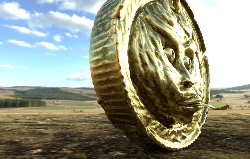 Demon coin Low-poly 3D model_2