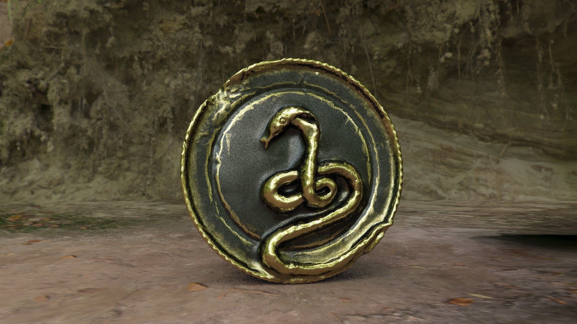 Demon coin Low-poly 3D model_4