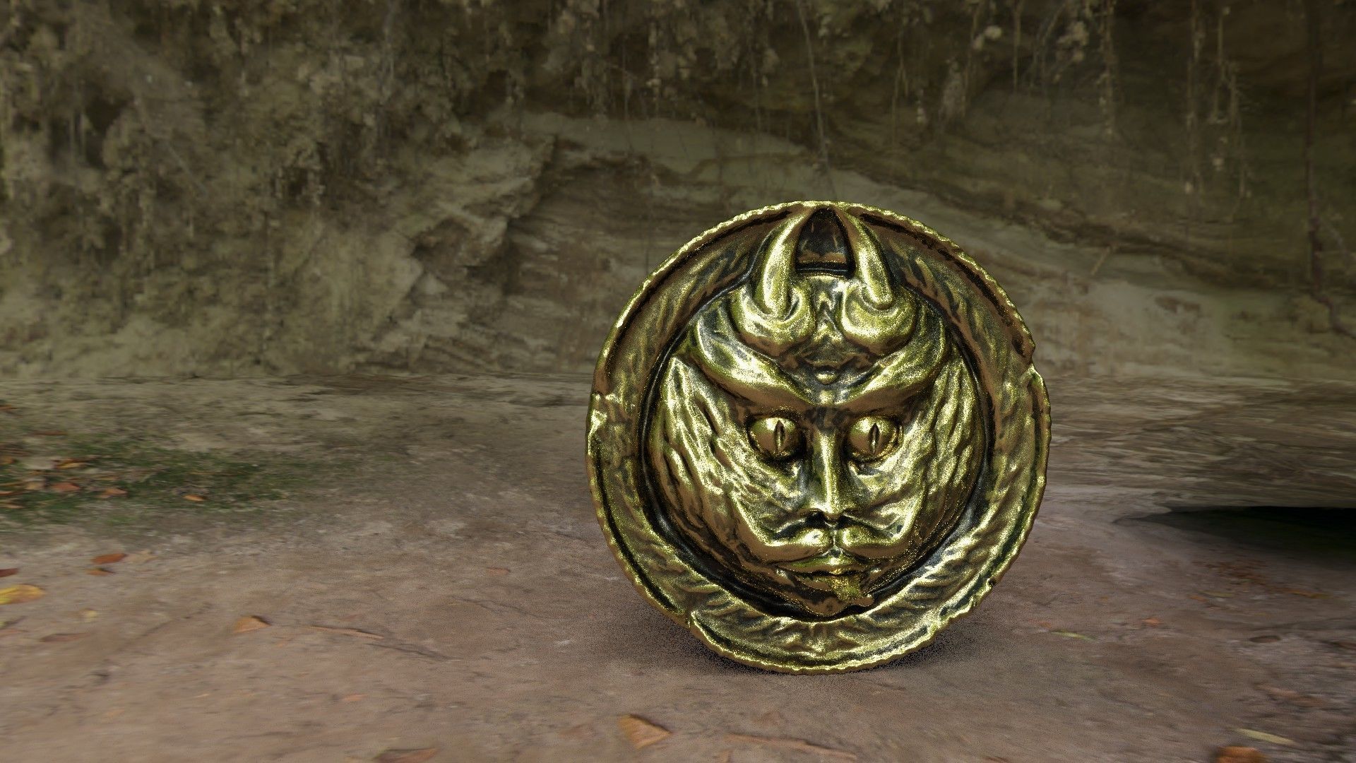 Demon coin Low-poly 3D model_3