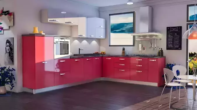 Red And White Kitchen