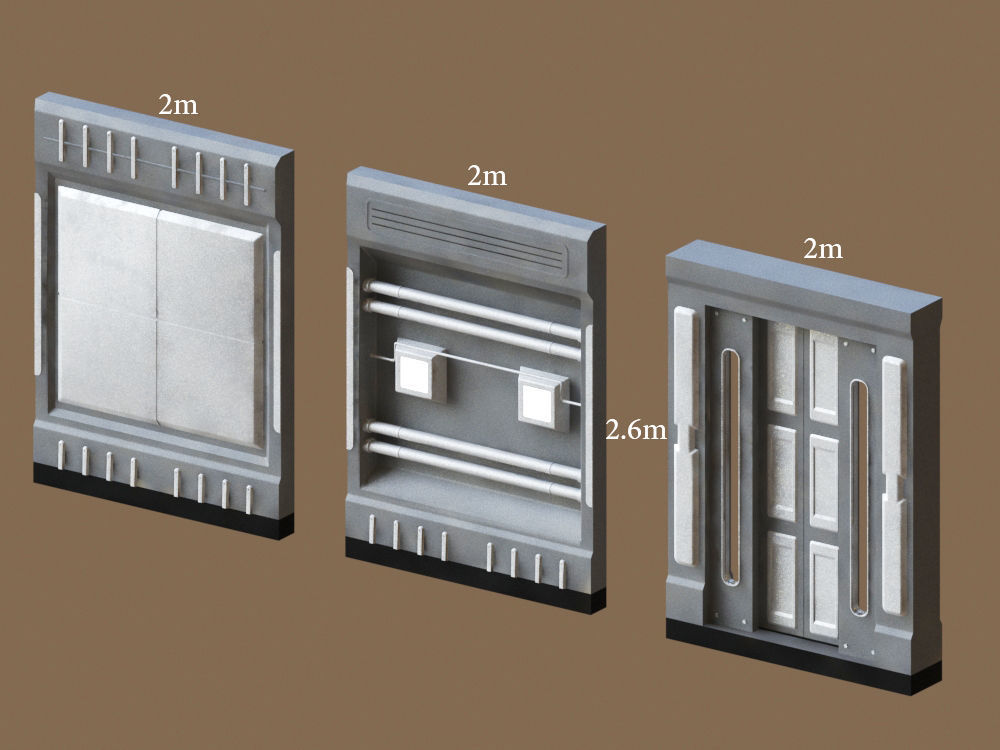 modular spaceship interior Low-poly 3D model_5