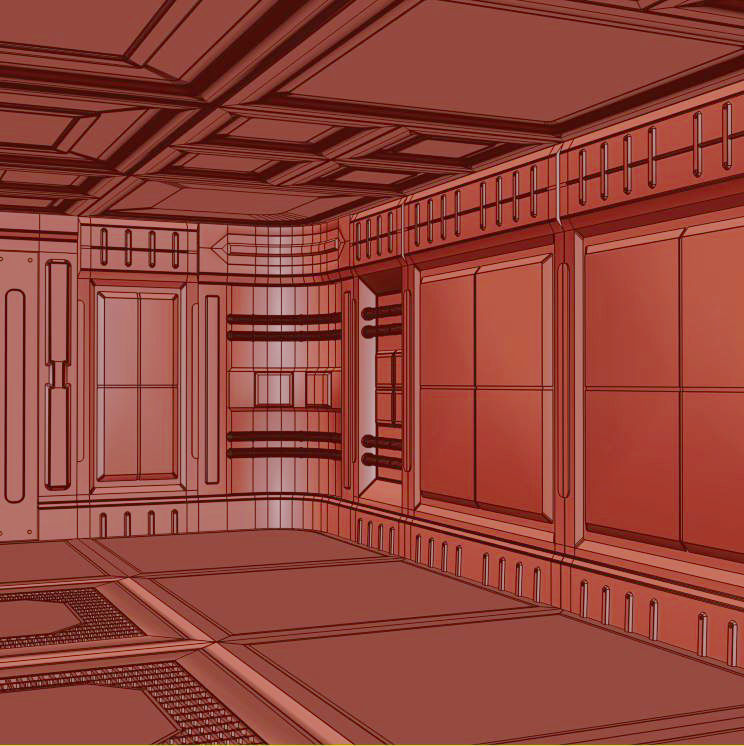 modular spaceship interior Low-poly 3D model_11