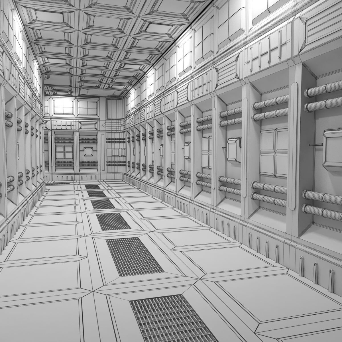 modular spaceship interior Low-poly 3D model_14