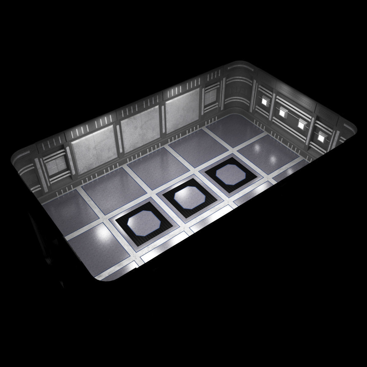 modular spaceship interior Low-poly 3D model_12