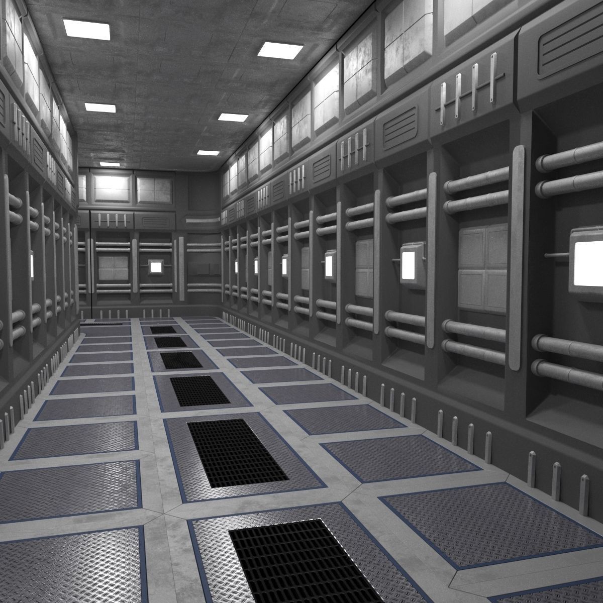 modular spaceship interior Low-poly 3D model_13