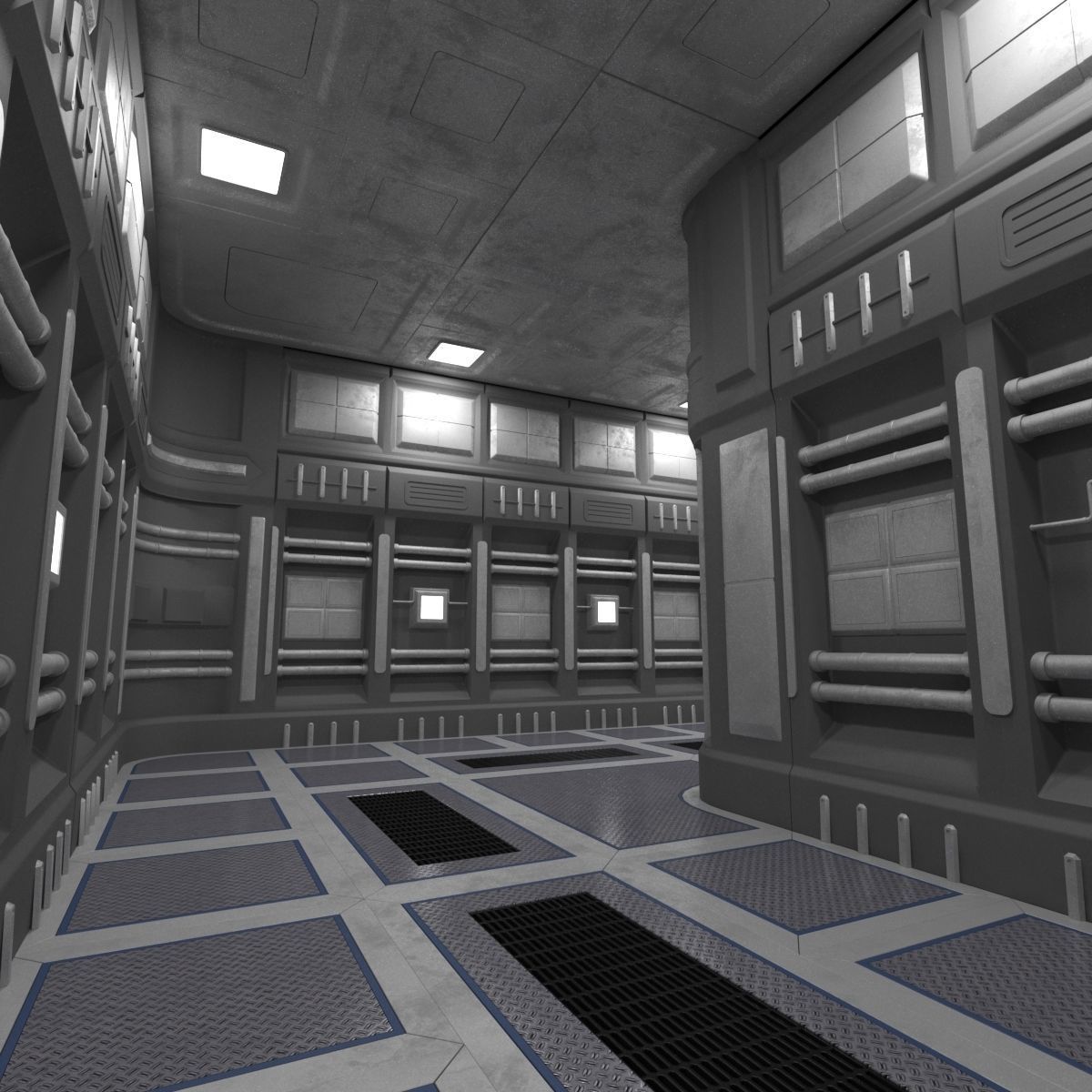 modular spaceship interior Low-poly 3D model_15